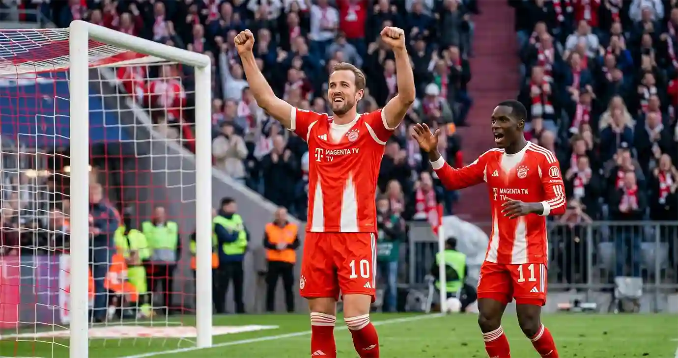 นักเตะและแฟนบอลในวันที่ บาเยิร์น มิวนิค ชนะ สตุ๊ตการ์ต 4-2 คว้าแชมป์บุนเดสลีกาสมัยที่ 35