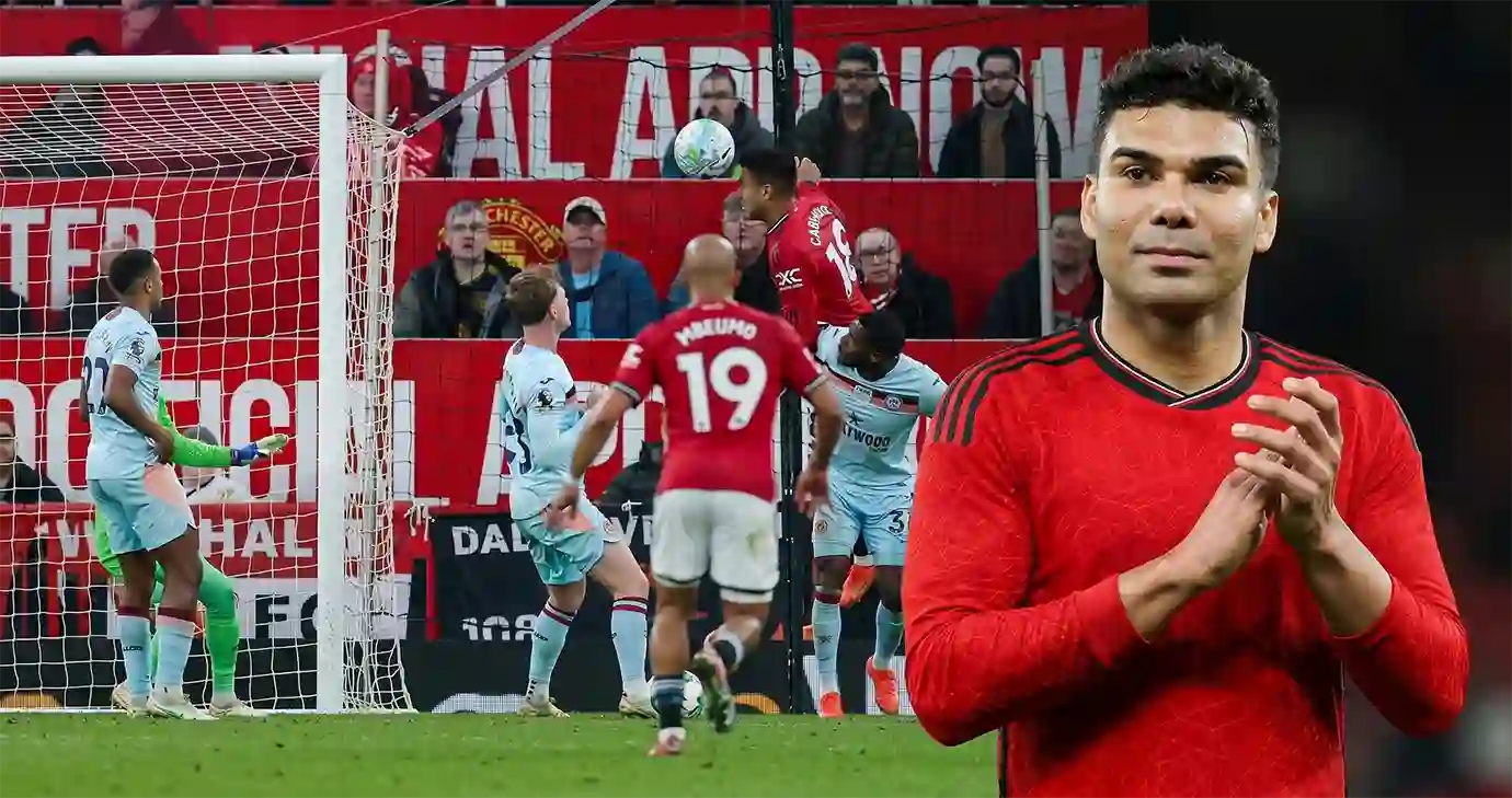 กาเซมีโร่ แมนยู ฉลองประตูในเกมพบเบรนท์ฟอร์ด