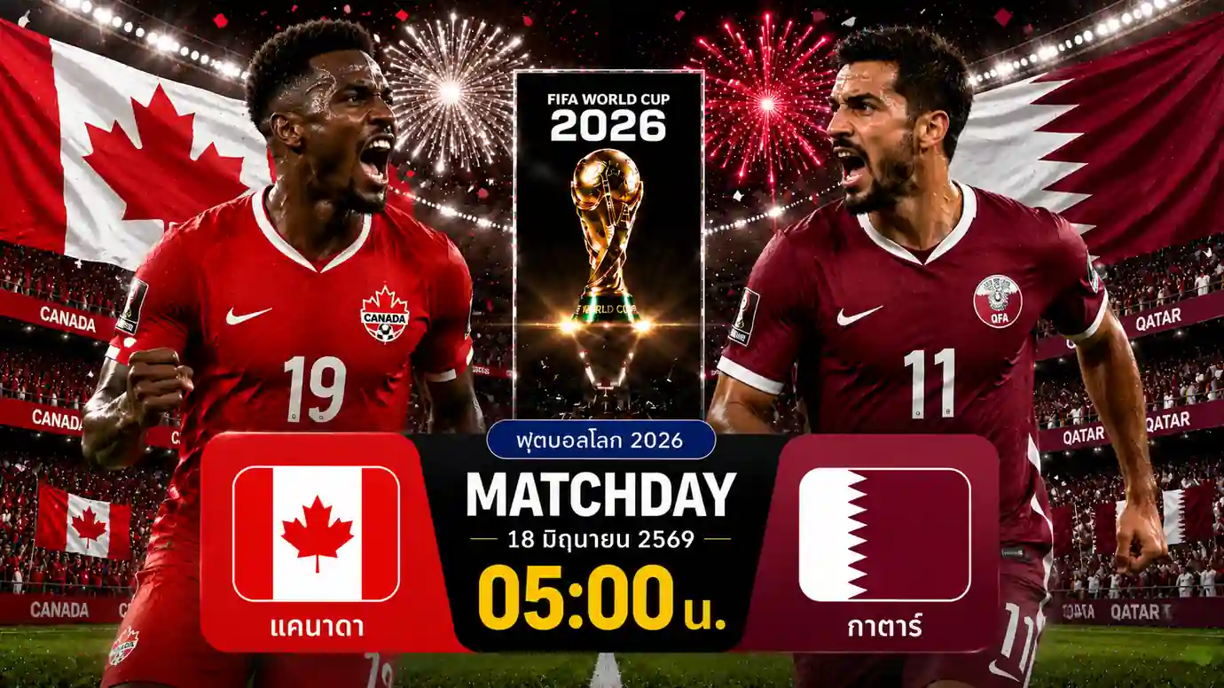 ดูบอลสด แคนาดา พบ กาตาร์ ฟุตบอลโลก 2026 ศึกดวลเดือดเช้าตรู่วันนี้ 1 ดูบอลสด แคนาดา พบ กาตาร์ ฟุตบอลโลก 2026