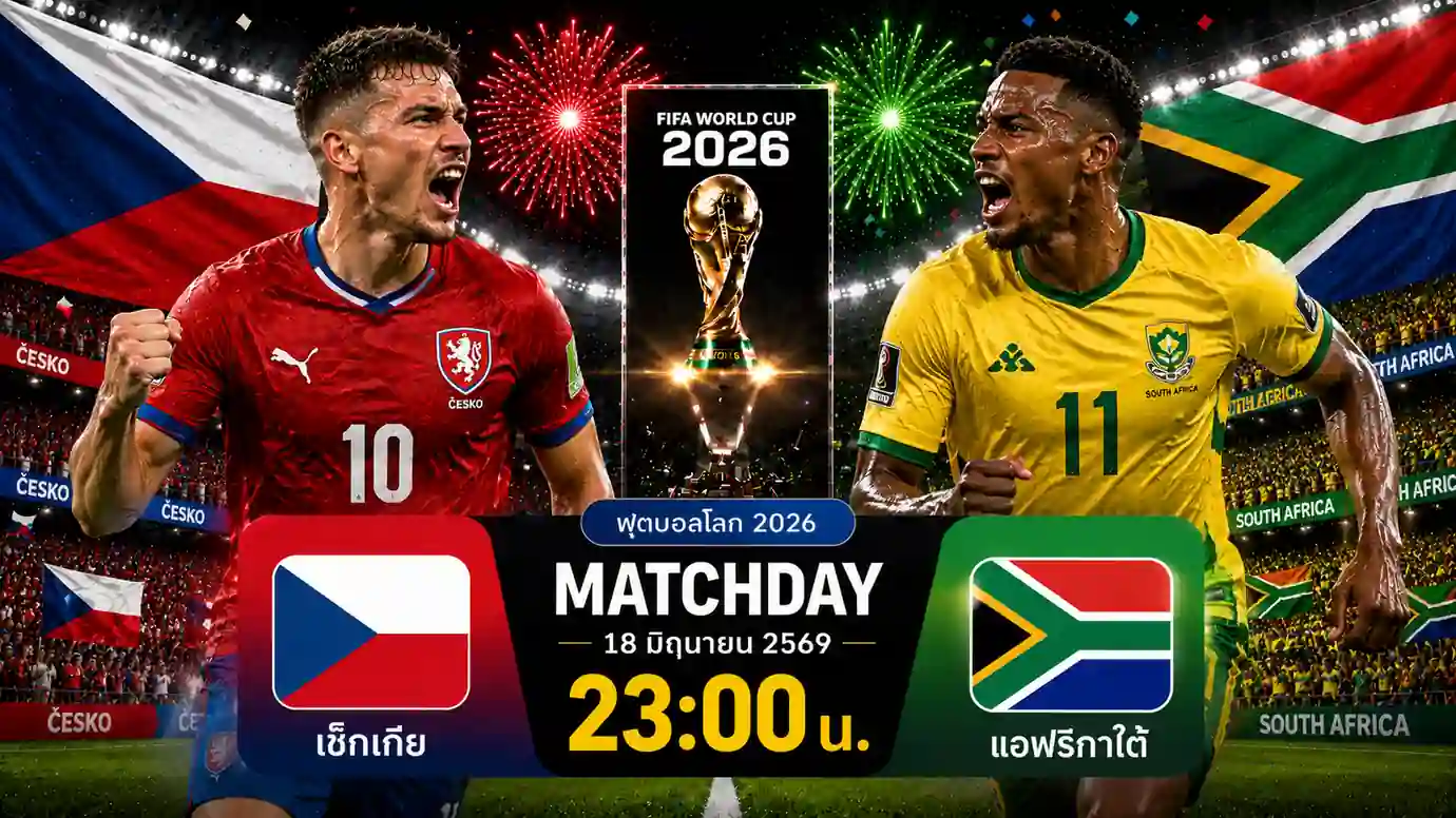 ดูบอลสด เช็กเกีย พบ แอฟริกาใต้ ฟุตบอลโลก 2026 ศึกดวลเดือดคืนนี้ 1 ดูบอลสด เช็กเกีย พบ แอฟริกาใต้ ฟุตบอลโลก 2026