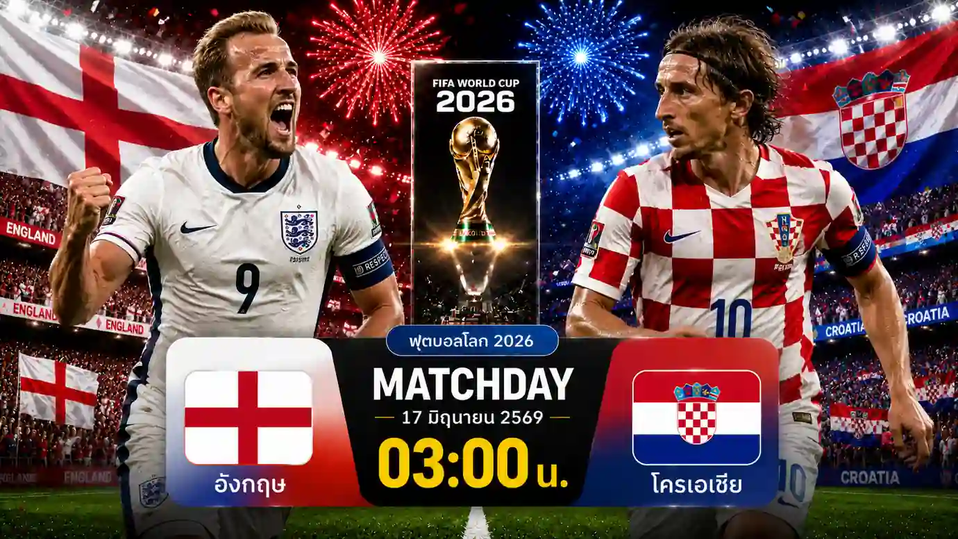 ดูบอลสด อังกฤษ พบ โครเอเชีย ฟุตบอลโลก 2026