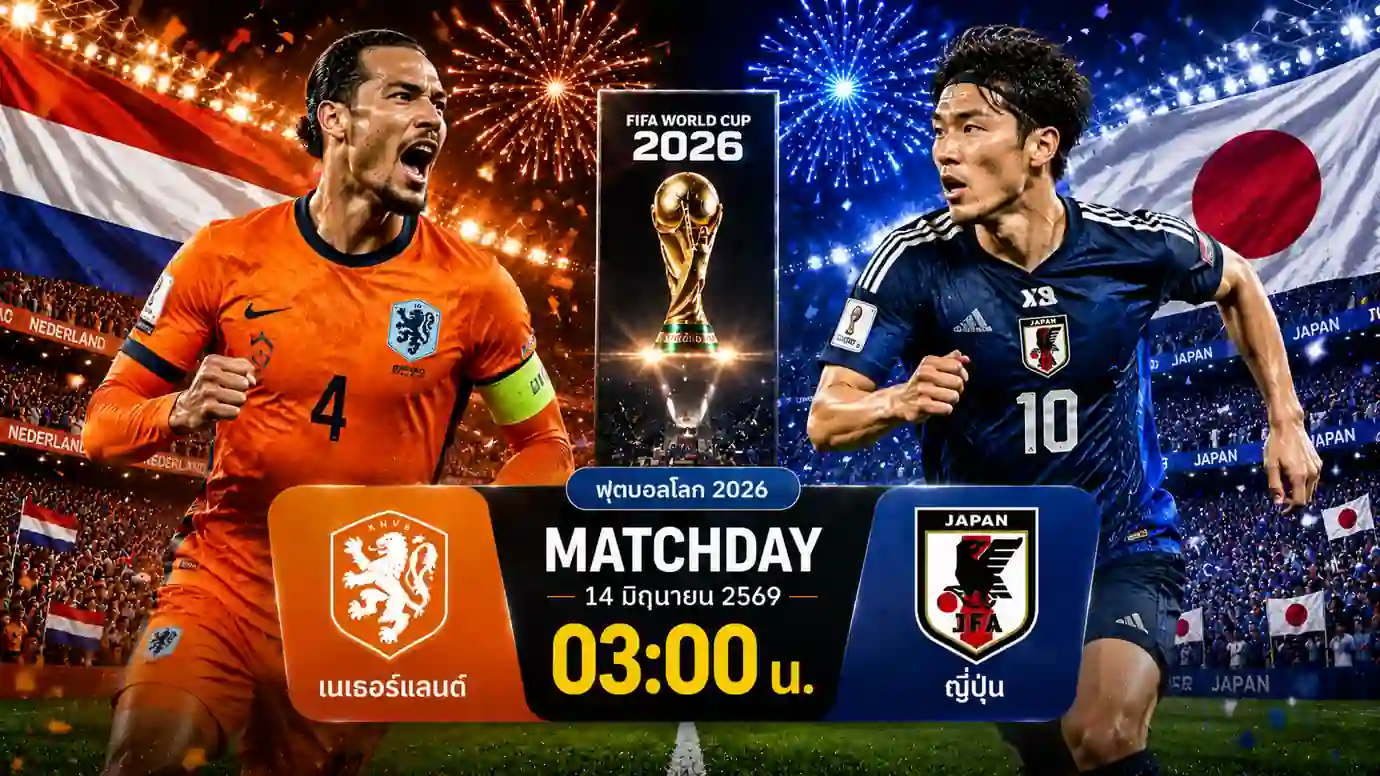 ดูบอลสด เนเธอร์แลนด์ พบ ญี่ปุ่น ฟุตบอลโลก 2026